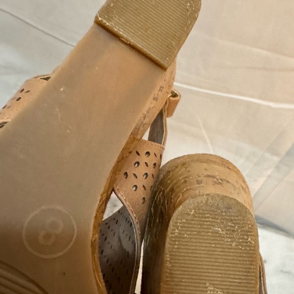 TOETOS Women's Solsoft Mid Heel Platform Wedges Sandals, Leather Brown size 8 - Picture 11 of 11